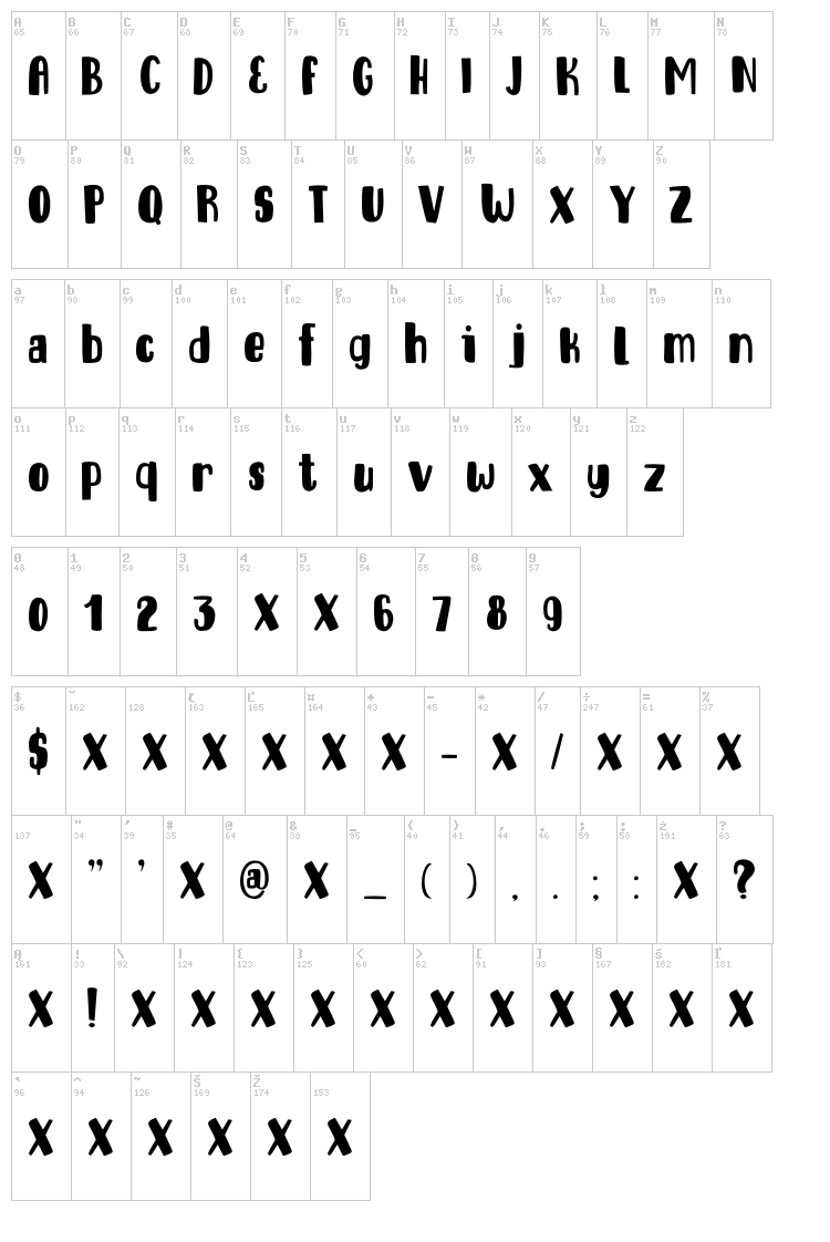 DK Entourage font map